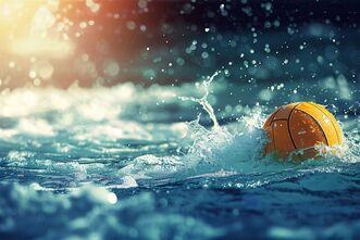 En gelber Wasserball im bewegten Wasser